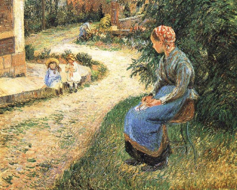 Camille Pissarro Sitting in the garden of the maids oil painting image